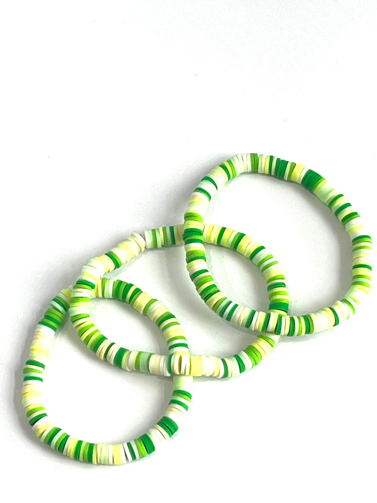 Green and Yellow Ombre Clay Bead Bracelets