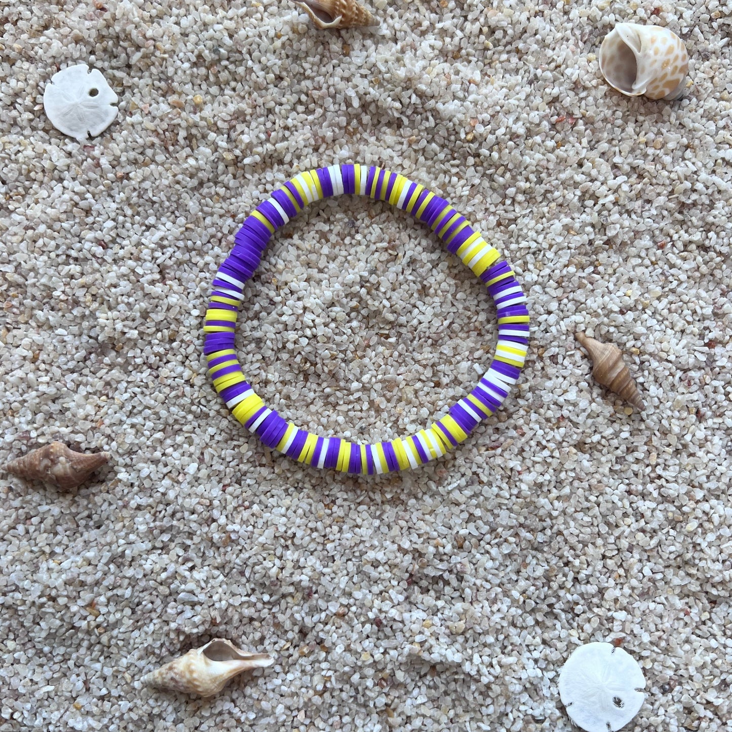 Vibrant Purple & Yellow Beach Beaded Bracelet