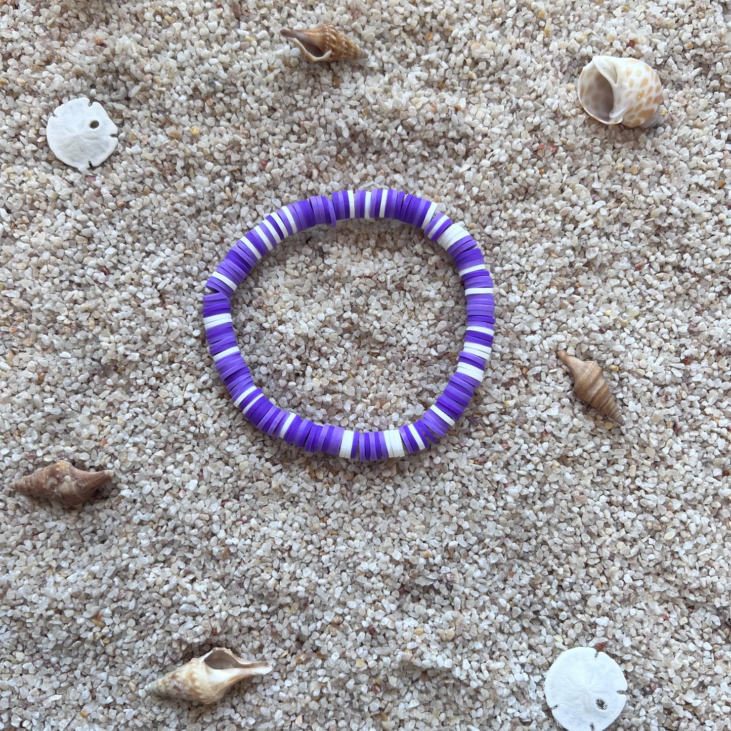 Bold Purple & White Beach Beaded Bracelet