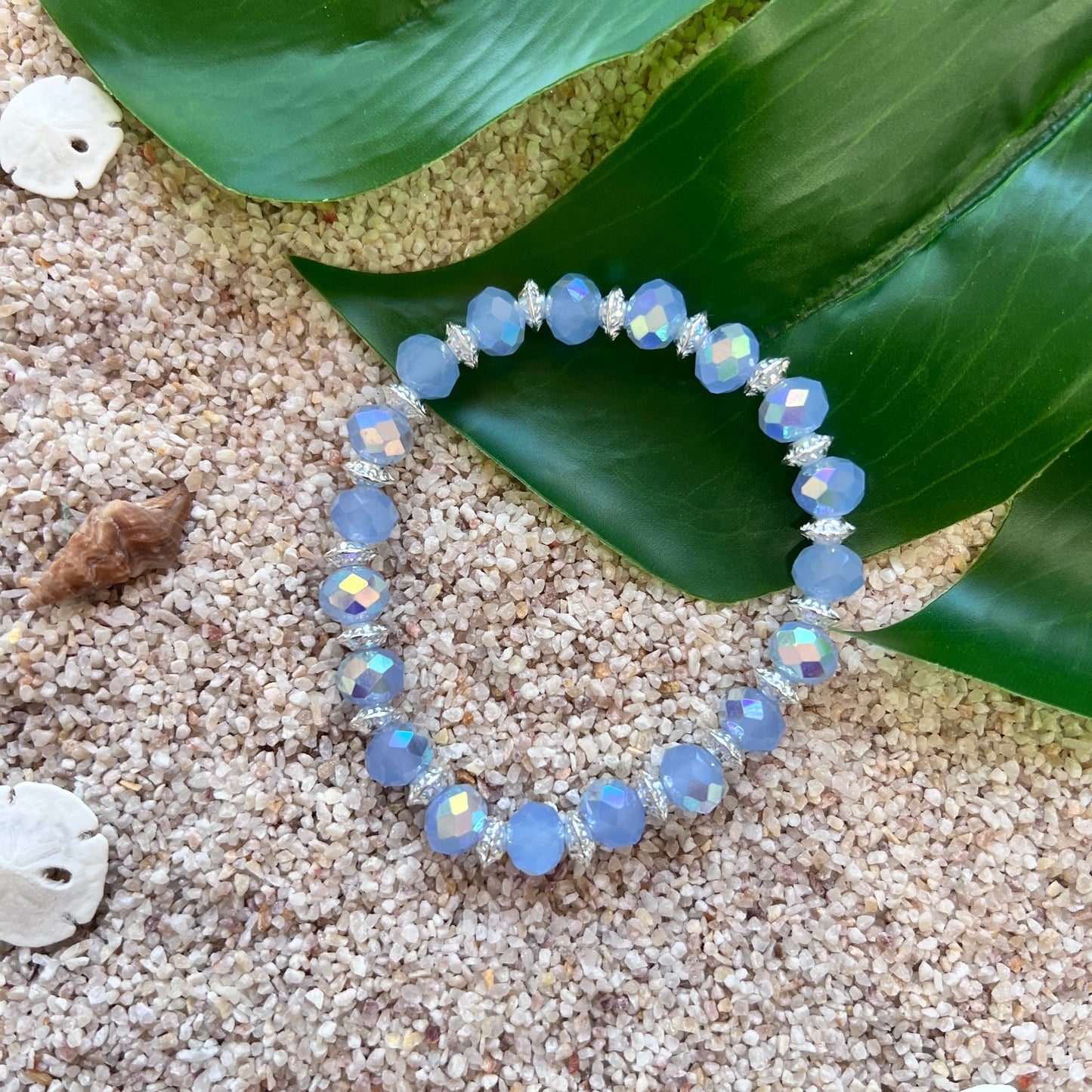Blue Aura Faceted Glass Beaded Bracelet