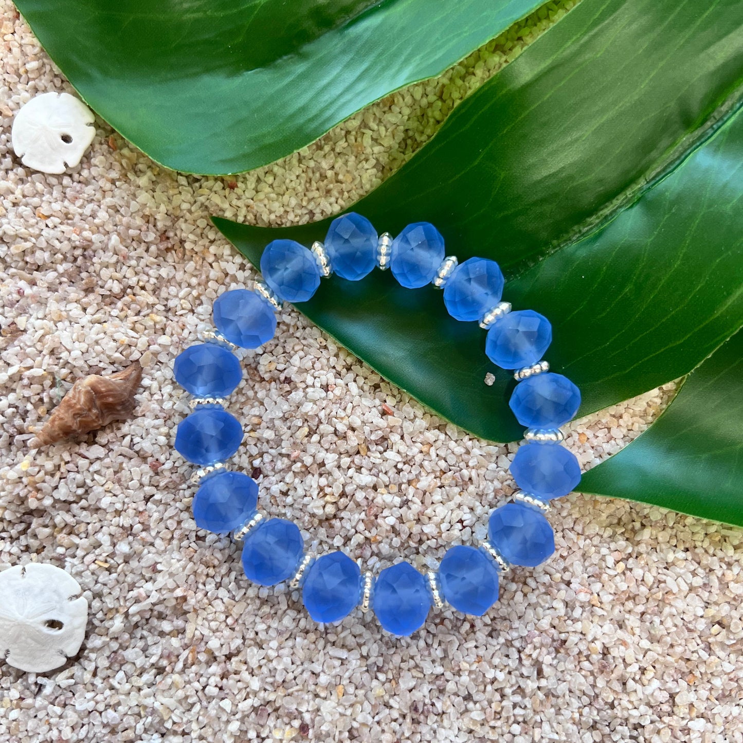 Deep Ocean Faceted Glass Beaded Bracelet
