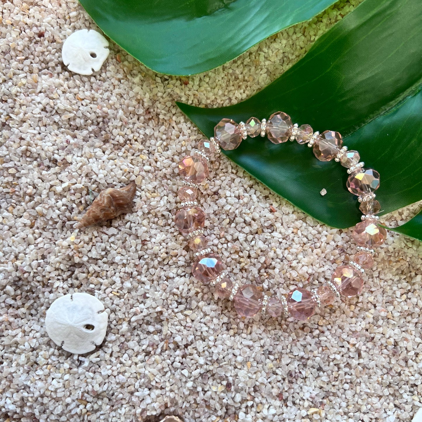 Champagne Faceted Glass Beaded Bracelet