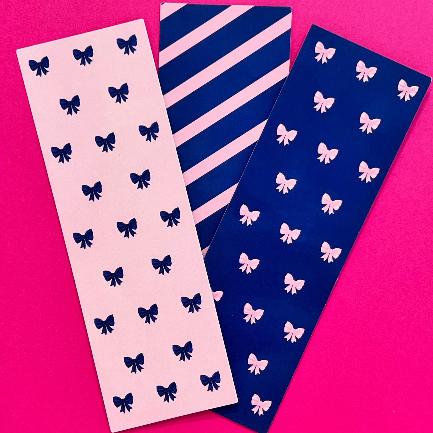 Set of Three Pink and Blue Bookmarks