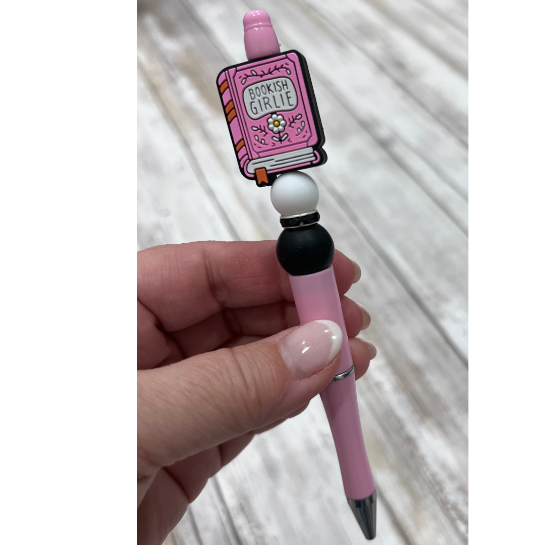 "Bookish Girlie" Novelty Pen - Pink Bookworm Themed Writing Tool