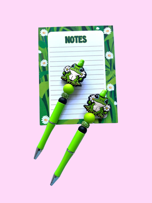 Cute Frog and Daisy Charm Pen
