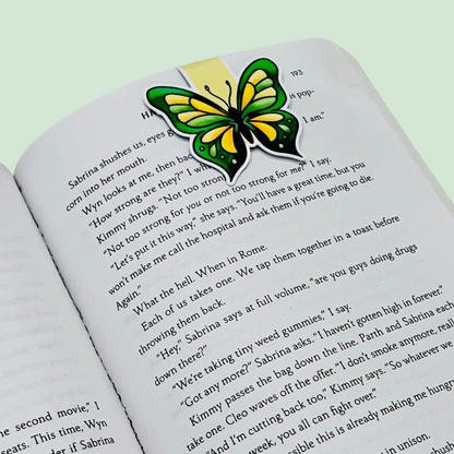 Green & Yellow Butterfly Magnetic Bookmark – Nature Book Clip