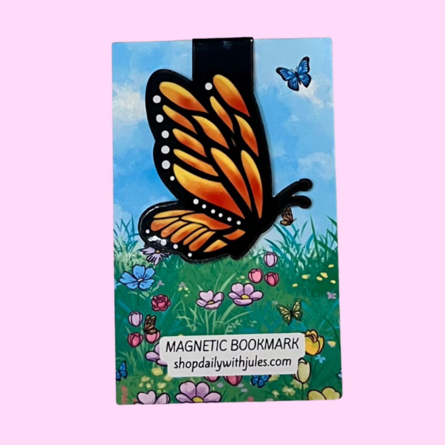 Monarch Butterfly Magnetic Bookmark – Floral Nature Page Clip