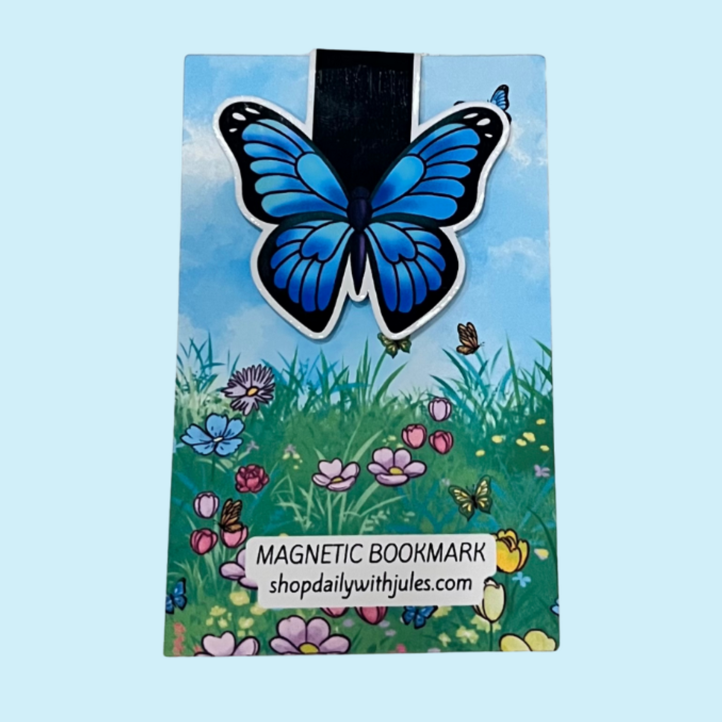 Blue Butterfly Magnetic Bookmark – Vibrant Nature Clip