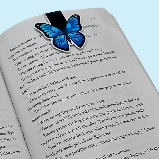Blue Butterfly Magnetic Bookmark – Vibrant Nature Clip