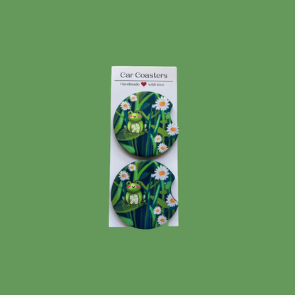 Frog and Daisy Car Coaster