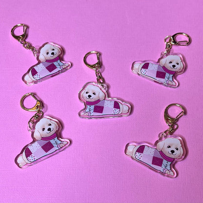 Cozy Sweater Puppy Keychain