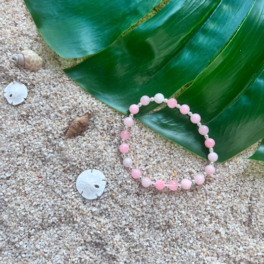 Sweet Blush Pink & Silver Beaded Bracelet