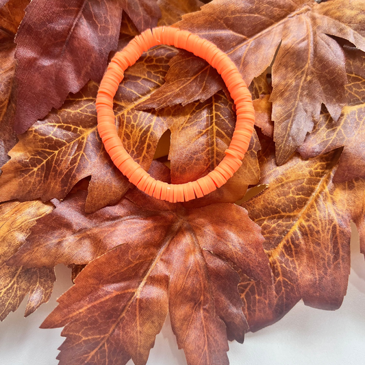 Vivid Pumpkin Orange Heishi Bead Bracelet