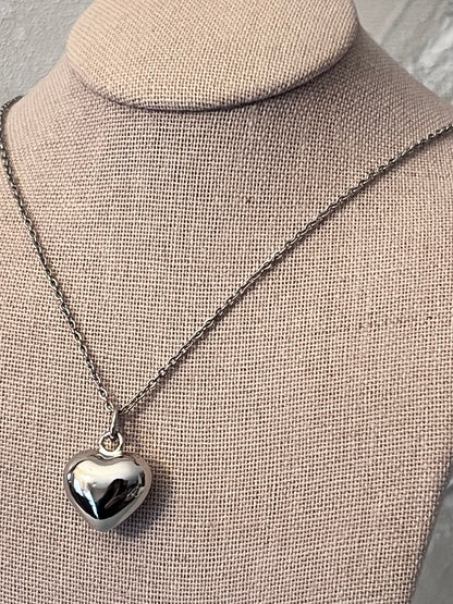 Dainty Stainless Steel Puffed Heart Necklace