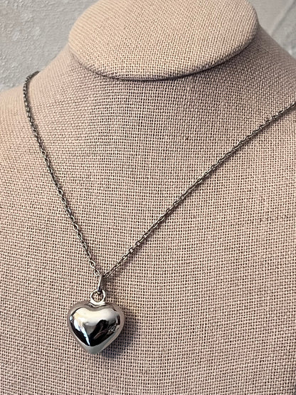 Dainty Stainless Steel Puffed Heart Necklace