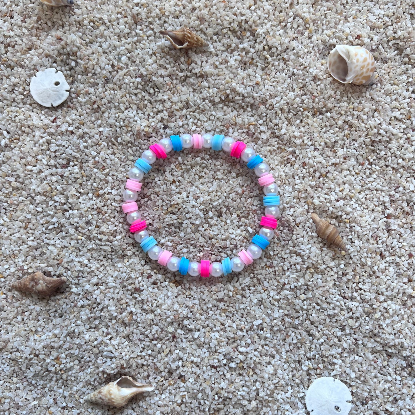 Cotton Candy Beach Heishi Bracelet - Sweet Pink & Blue