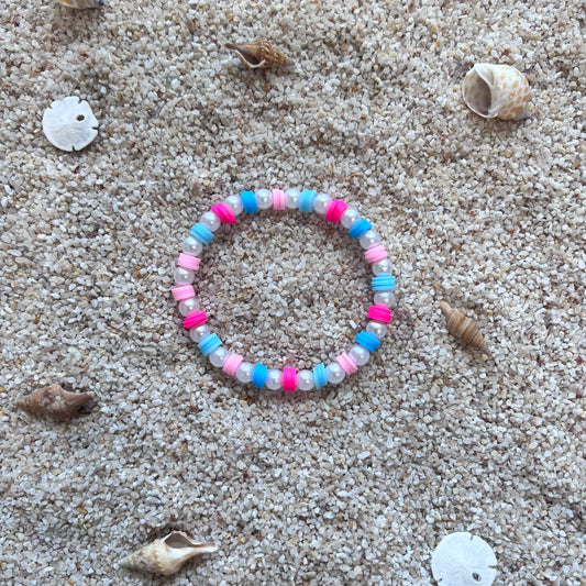 Cotton Candy Beach Heishi Bracelet - Sweet Pink & Blue