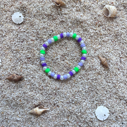 Tropical Punch Heishi Bracelet - Purple & Green Beach Beads
