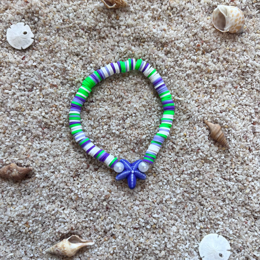 Mystic Star Heishi Bracelet - Purple & Green Beach Charm