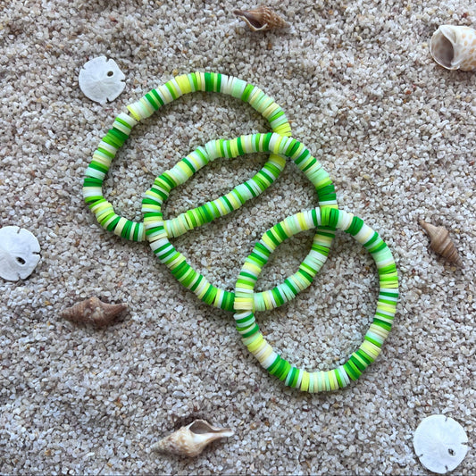 Green and Yellow Ombre Clay Bead Bracelets