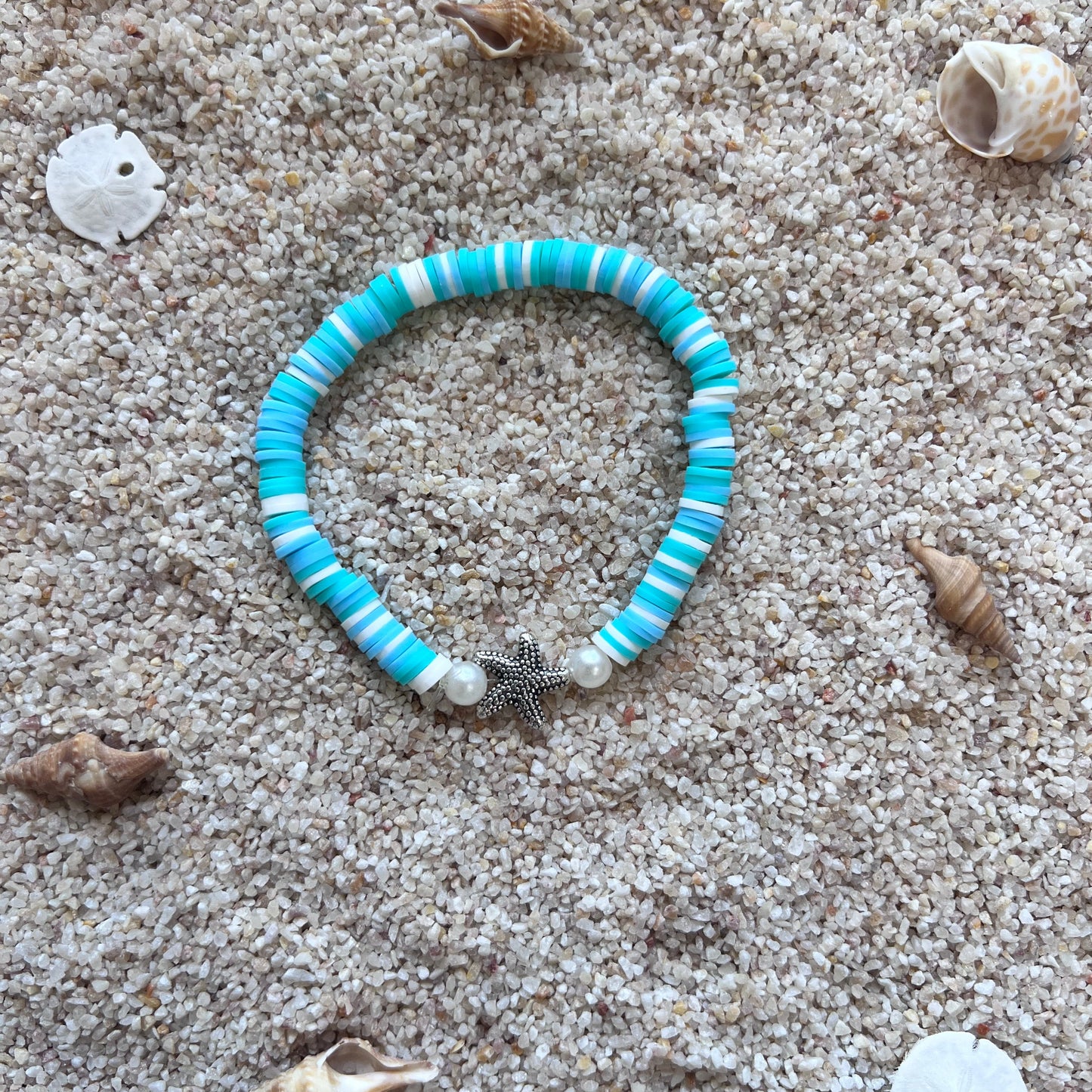 Ocean Blue Starfish Beach Beaded Bracelet