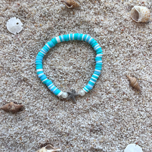 Ocean Blue Starfish Beach Beaded Bracelet