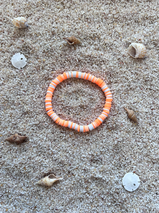 Sunny Orange & White Beach Beaded Bracelet