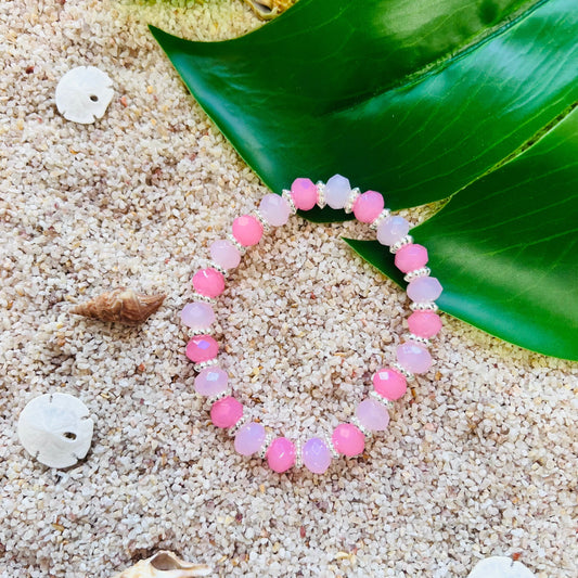 Pink Paradise Faceted Glass Beaded Bracelet