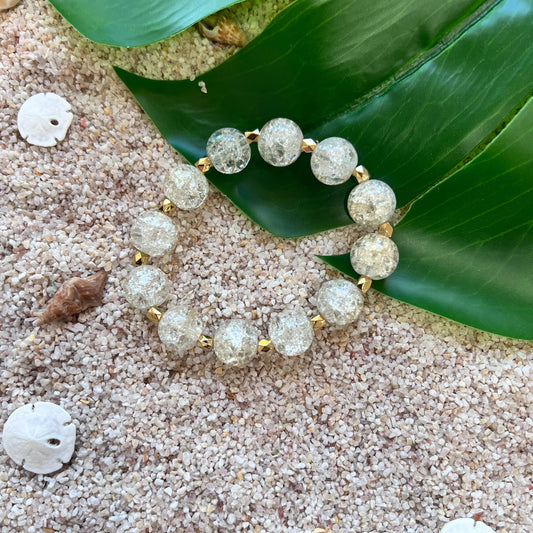 Clear Crackle Glass Beaded Bracelet
