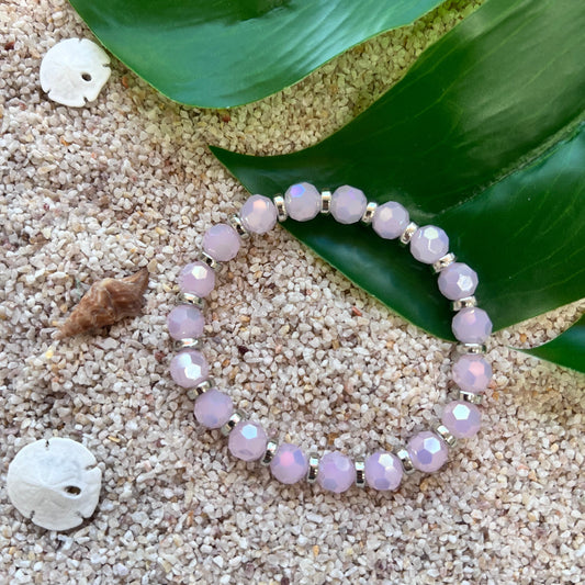 Pink Aura Faceted Glass Beaded Bracelet