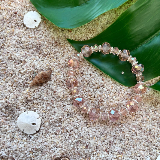 Champagne Faceted Glass Beaded Bracelet