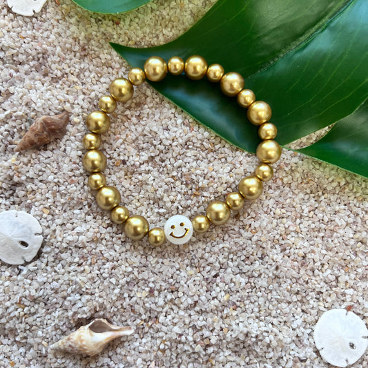 Golden Smiley Beaded Bracelet