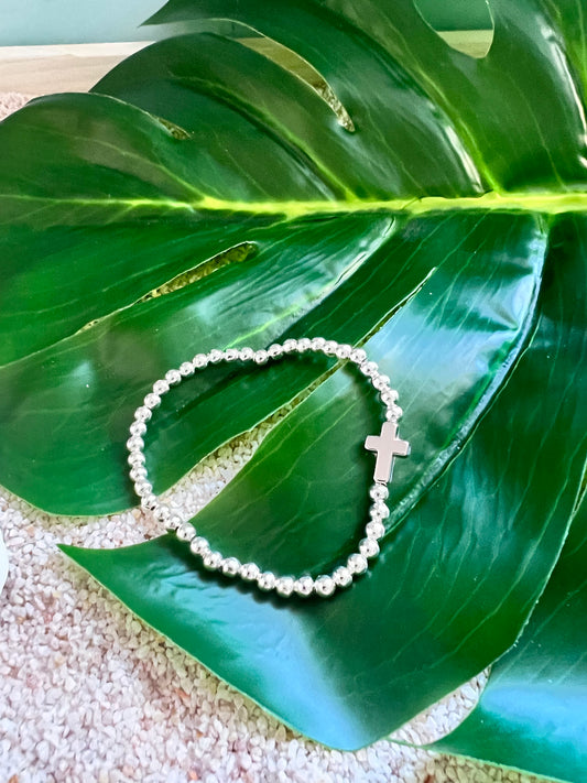 Ocean Grace Silver Cross Bracelet