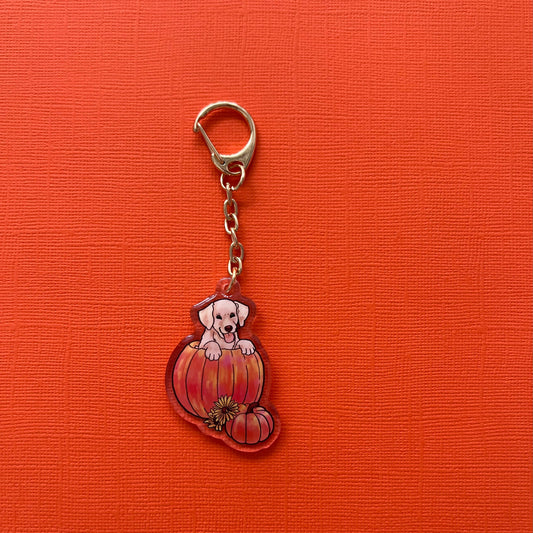 Fall Puppy Key Chain