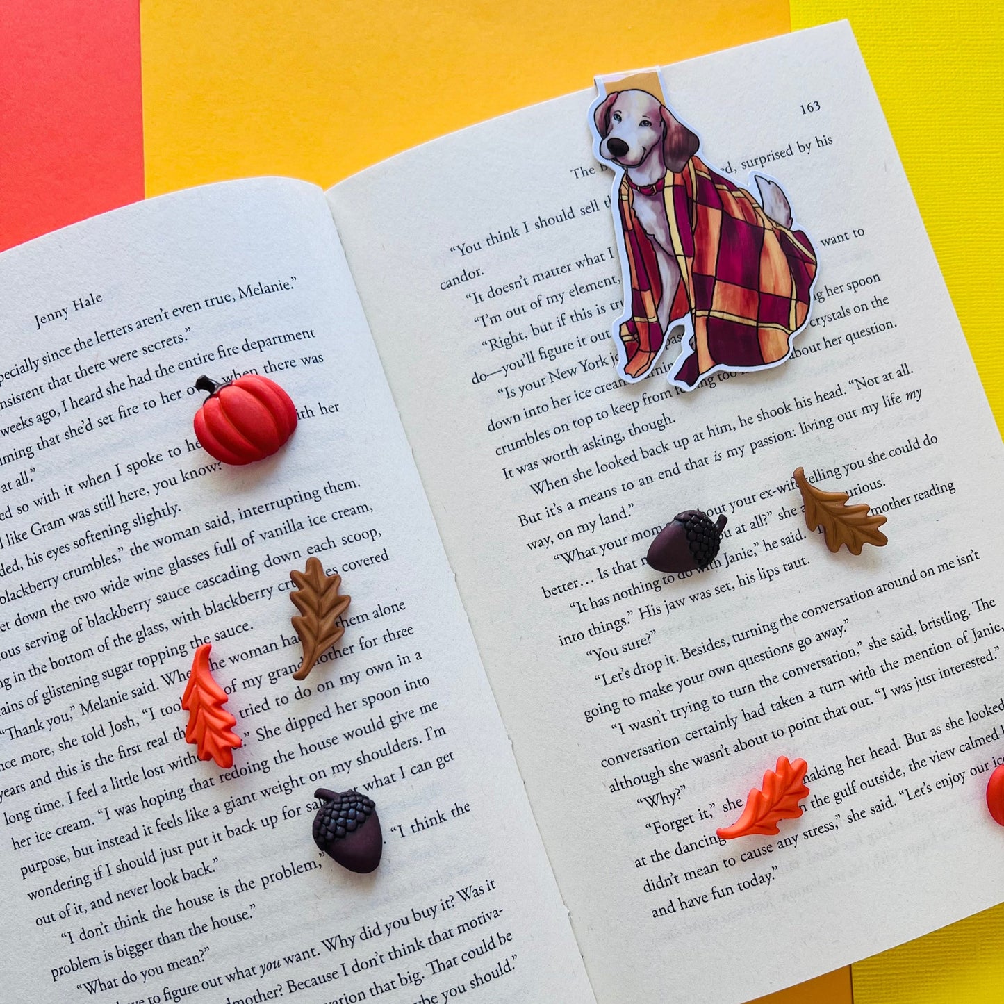 FALL Cozy Puppy Magnetic Bookmark