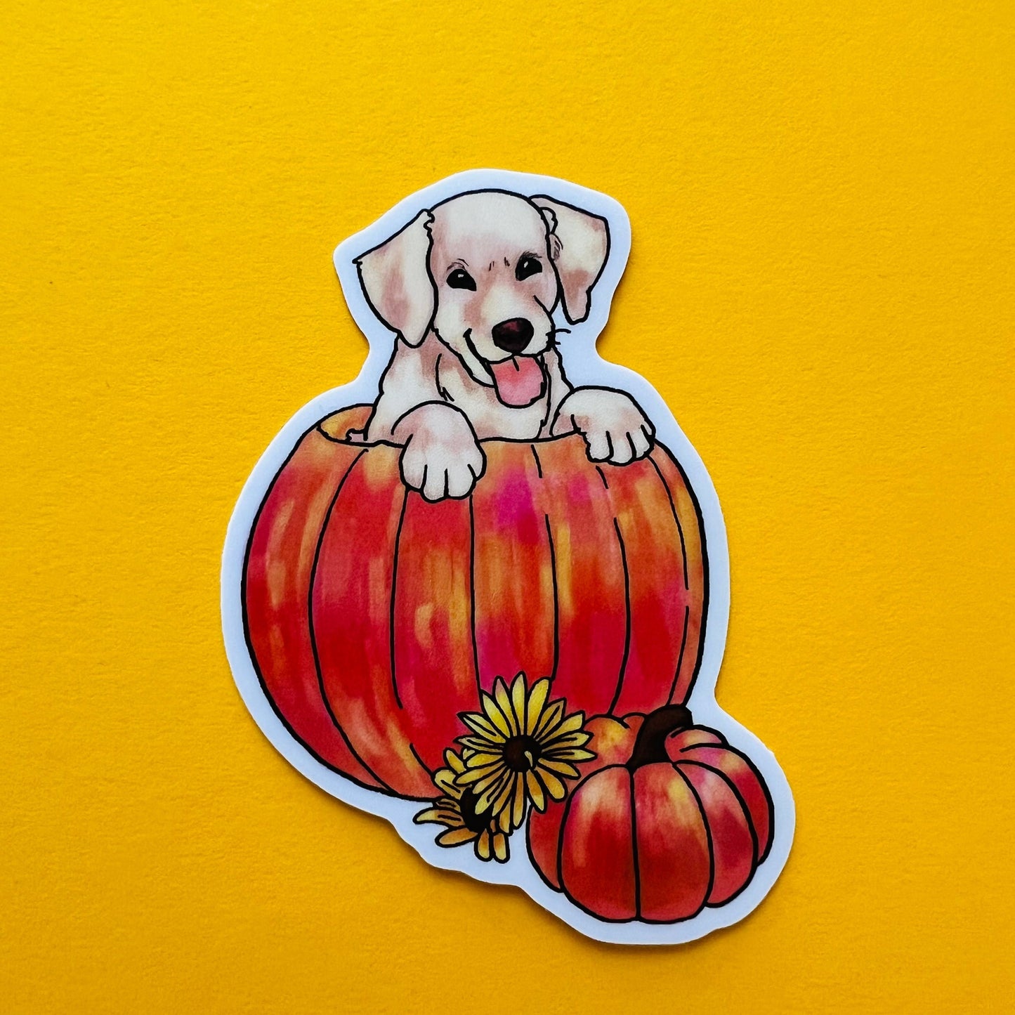 FALL Puppy and pumpkin Sticker