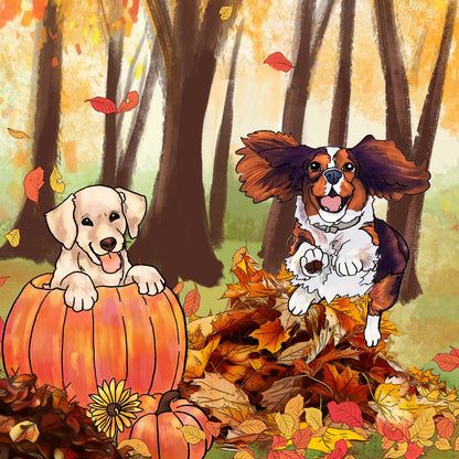 Fall Puppies Art Print