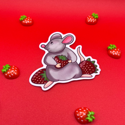 STRAWBERRY AND MOUSE STICKER