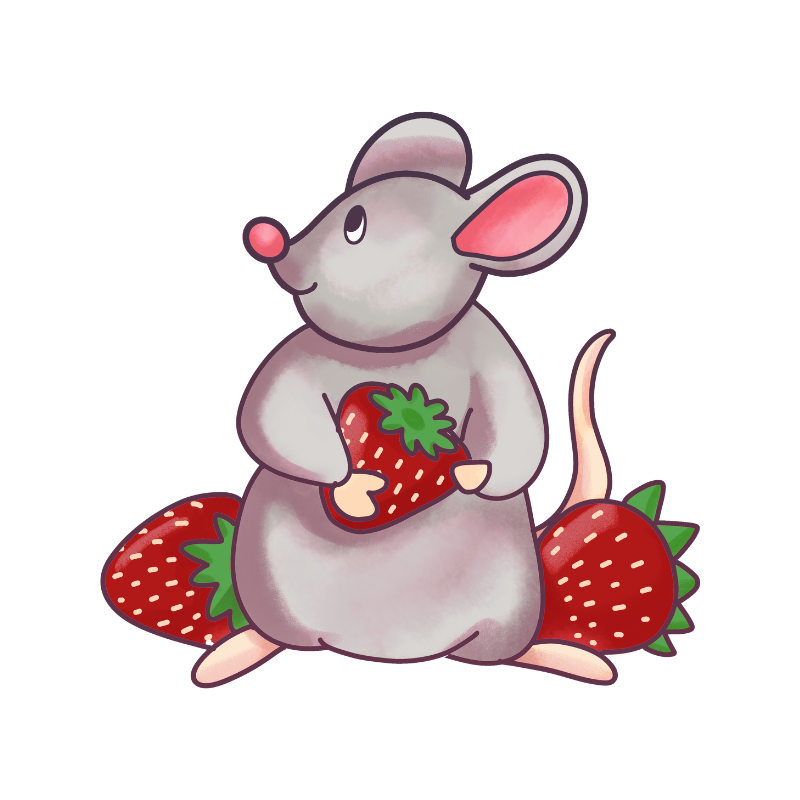 STRAWBERRY AND MOUSE STICKER