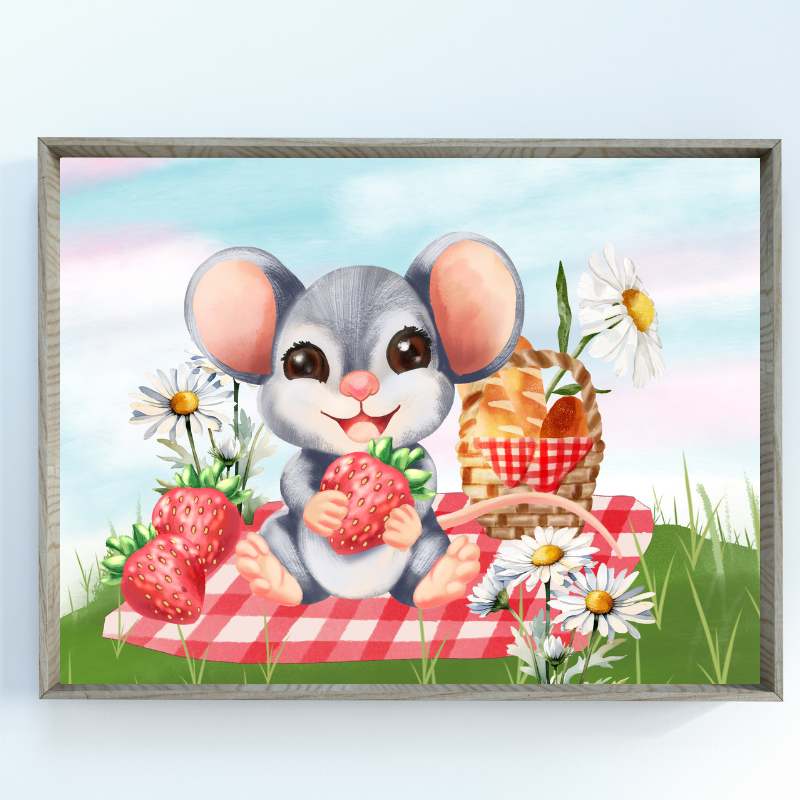 Picnic Mouse Art Print