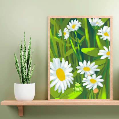 DAISY WITH FROG ART PRINT