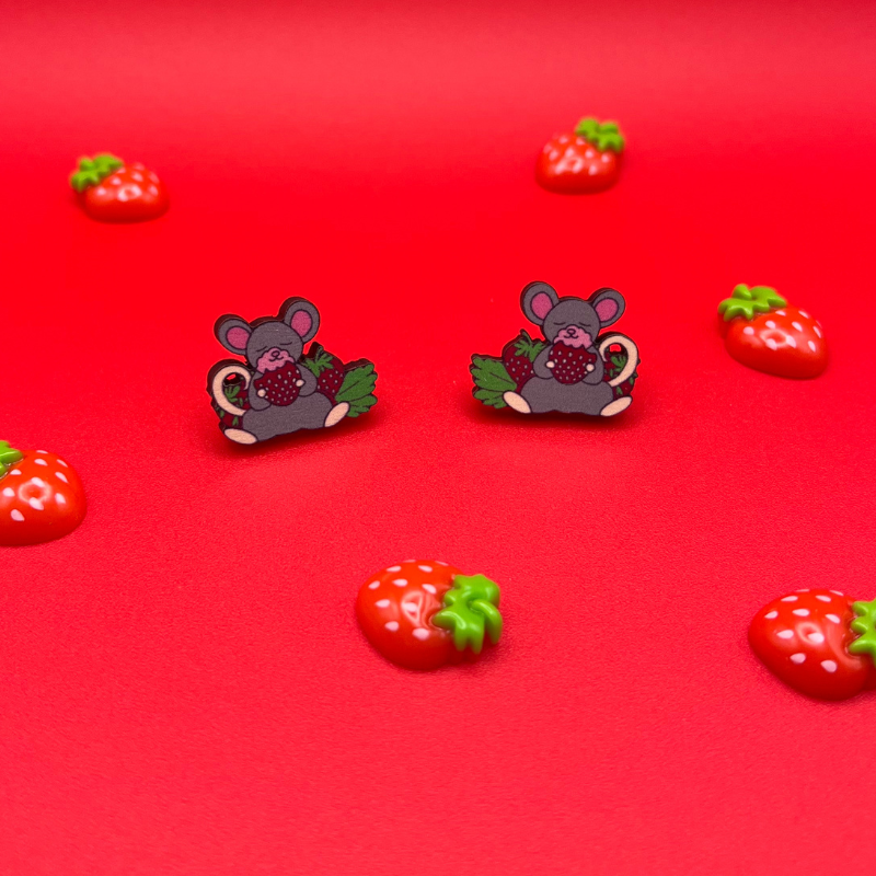 Mouse and Berry Earring Charms