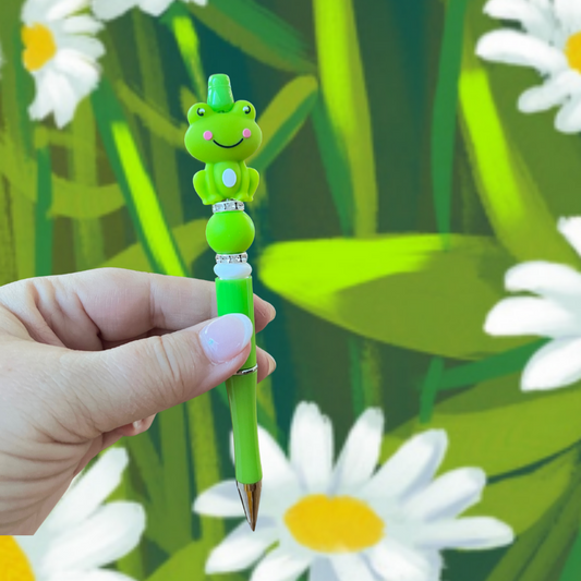Cute Frog Figurine Pen - Fun Green Novelty Writing Tool