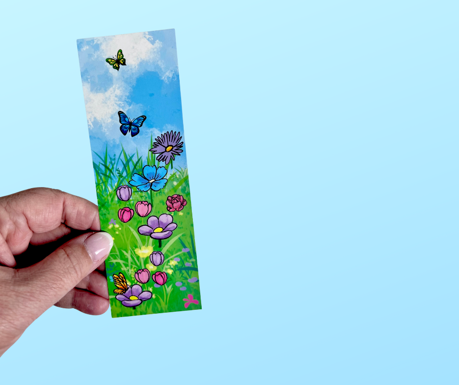 In the Garden Bookmark – Floral Butterfly Design