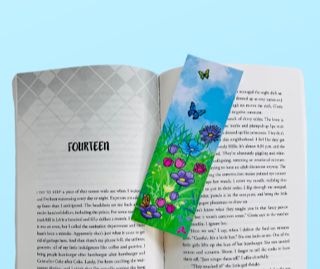In the Garden Bookmark – Floral Butterfly Design