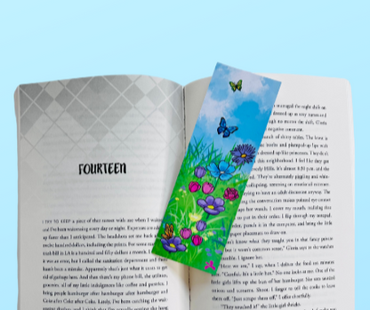 In the Garden Bookmark – Floral Butterfly Design
