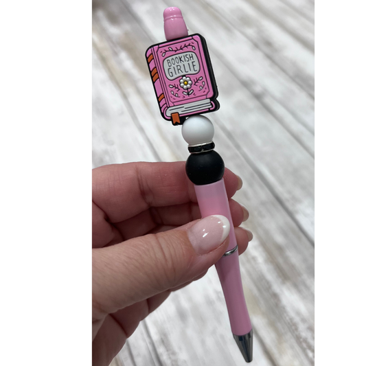"Bookish Girlie" Novelty Pen - Pink Bookworm Themed Writing Tool