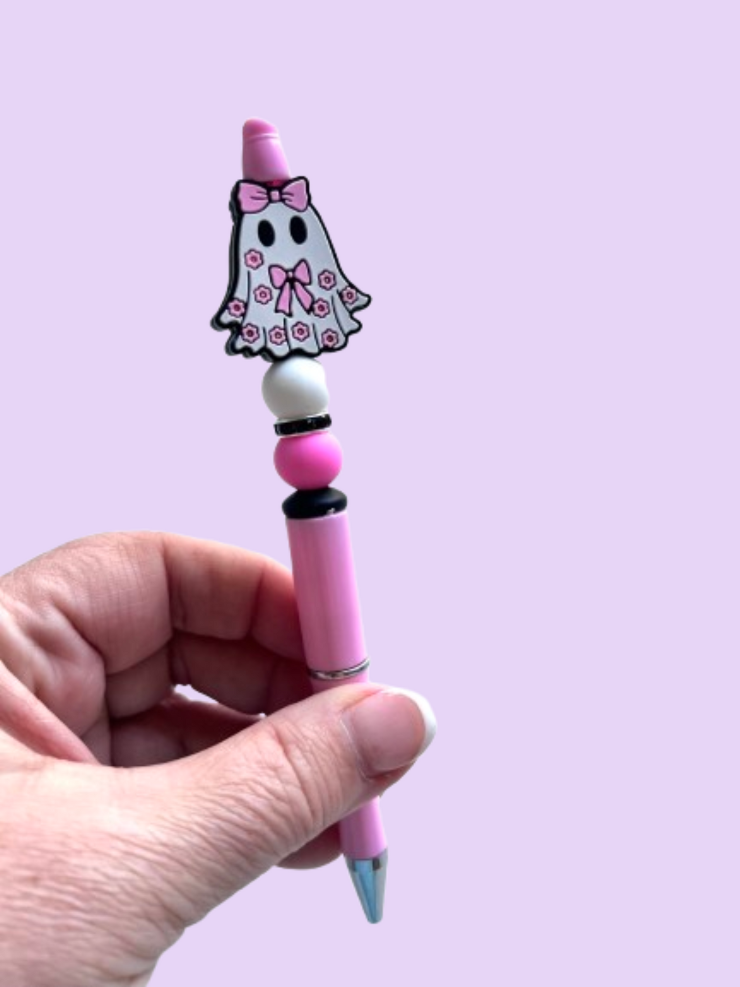 Cute Bow and Flowers Ghost Charm Pen